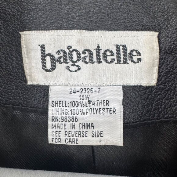 VTG Bagatelle Jacket Womens Plus 16W Black Leather 2 Button Front Pockets Lined - Picture 2 of 16